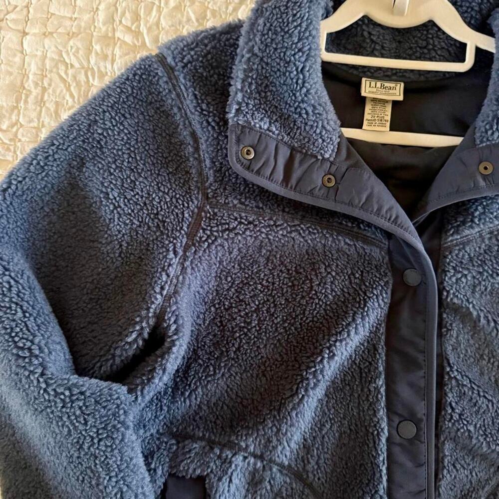 Ll bean blue sherpa fleece jacket plus size 2X Oversized gorpcore cozypile